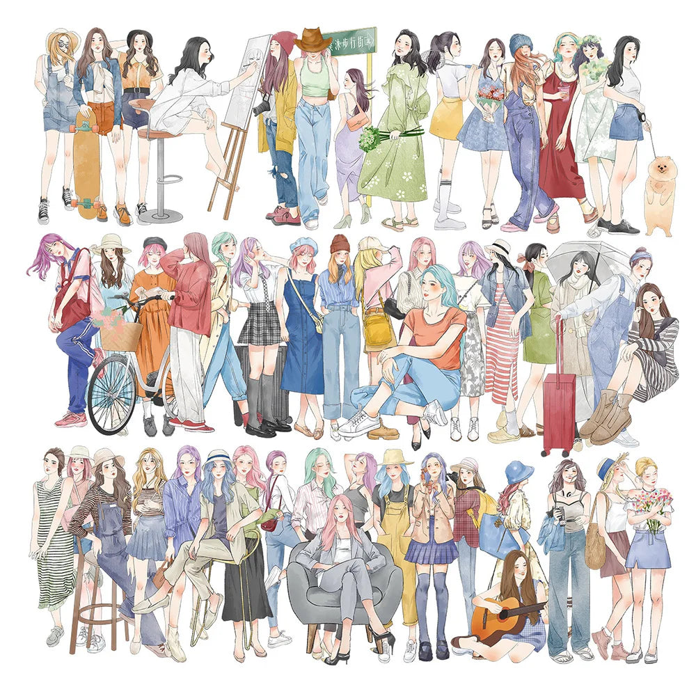 Fashion Dress Girl Stickers Decals for Kids Toys Laptop Phone Scrapbook Suitcase Stationery Graffiti (ONLINE ORDER ONLY)