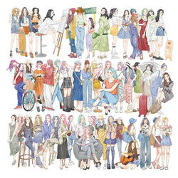 Fashion Dress Girl Stickers Decals for Kids Toys Laptop Phone Scrapbook Suitcase Stationery Graffiti (ONLINE ORDER ONLY)