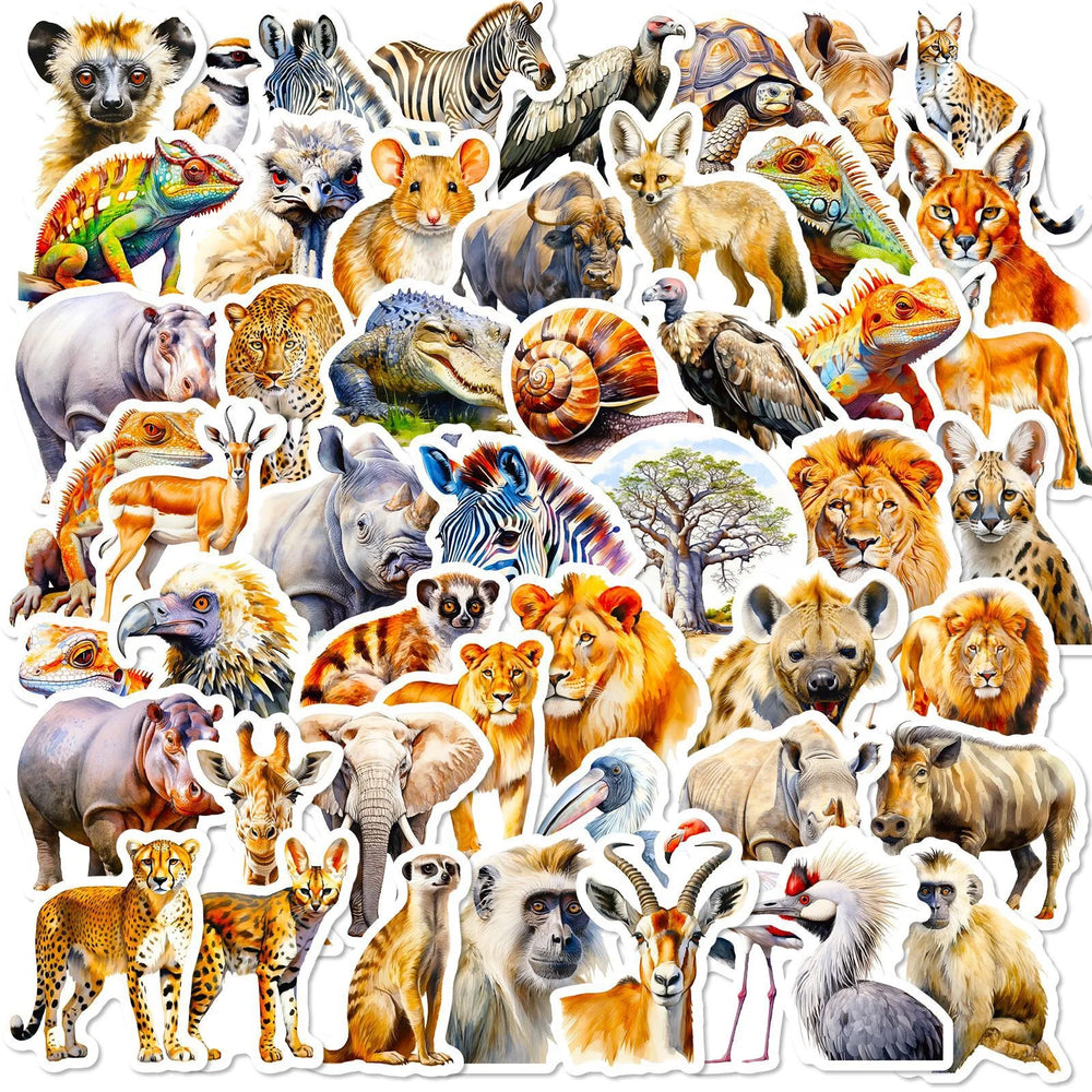 10/50pcs Jungle Zoo Wild Animal Stickers Aesthetic DIY Stationery Notebook Water Bottle Laptop Luggage Skateboard Sticker Toy (Online Order Only)