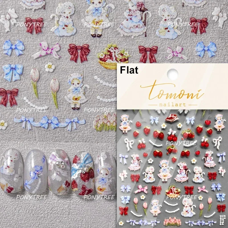 Tulips Flower Letter Bowknot Butterfly Irregular Lines Pearl Tender 5D Adhesive Nail Art Stickers Manicure Decals Stick on Nail (ONLINE ORDER ONLY)