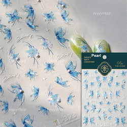 Butterfly Flower Hollow Out Lace Delicate Floral Print Shiny Cloth Block Insect Self Adhesive Nail Art Stickers Manicure Decals (Online Order Only)