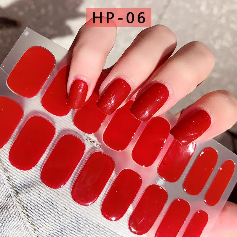 Nude Pink French Semi-Cured Gel Nail Patch Slider Adhesive Waterproof Long Lasting Full Cover Gel Nail Sticker UV Lamp Needed *^ (ONLINE ORDER ONLY)