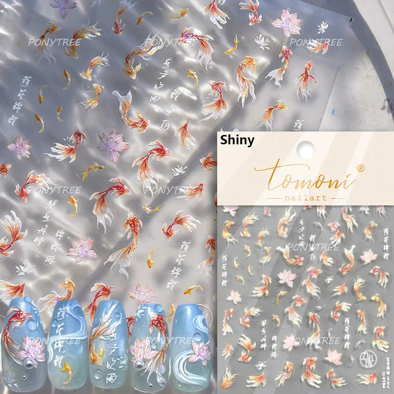 Jellyfish Schools of Fish Shoal Mermaid Tail Seahorse Dreamy Ocean Starfish Shell Coral Adhesive Nail Art Sticker Manicure Decal (ONLINE ORDER ONLY)