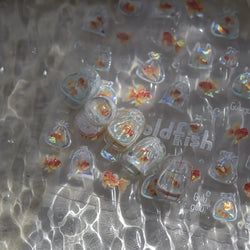 Bagful Brocaded Carp Goldfish Jellyfish Water Bubbles Seahorse Ocean Starfish Whale Adhesive Nail Art Stickers Manicure Decals (ONLINE ORDER ONLY)