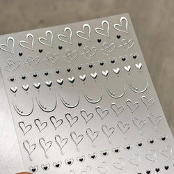 Line Love Heart Arc French Romantic Curve Punk Attitudinal Hollow Geometric Figure Adhesive Nail Art Stickers Manicure Decals (Online Order Only)
