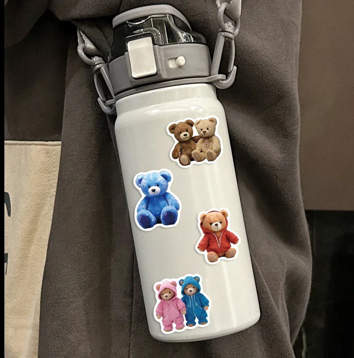 50PCS Cartoon Anime Kawaii Bear Stickers Plush For Water Bottle Laptop Skateboard Scrapbook Luggage Kids Sticker Waterproof PVC (Online Order Only)