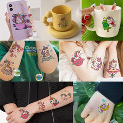 50 PCS Cute Unicorn Temporary Tattoos For Girls Kids Face Waterproof Fake Tattoo Sticker Cartoon Birthday Gifts Tatoos Body Art (ONLINE ORDER ONLY)