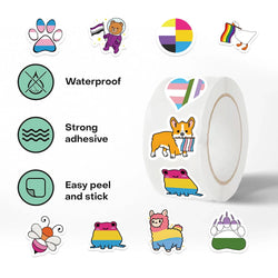 500pcs Rainbow LGBTQ Stickers Roll for Kids for School Reward Decals Students Teachers Cute Animals Stickers Labels (ONLINE ORDER ONLY)