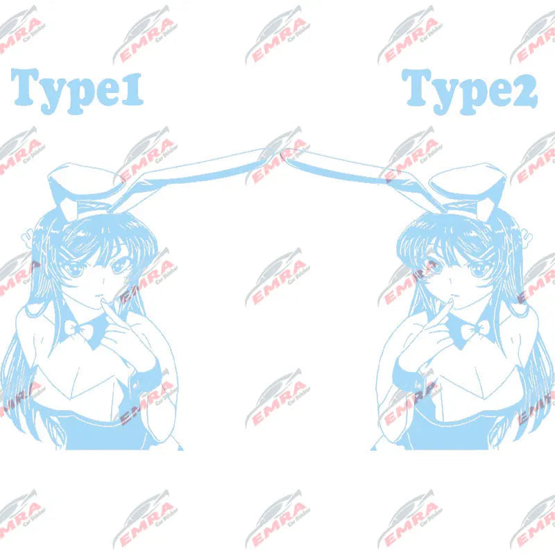 Anime Sticker Rabbit Girl For Car Stickers Decoration Window Door Rear Windshield External Accessories Die Cutting Vinyl Decals (ONLINE ORDER ONLY)