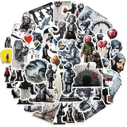Banksy Graffiti Stickers 10/30/50PCS - Street Art Decals for Laptop, Suitcase, Phone, Bike, Wall (ONLINE ORDER ONLY)