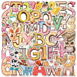 50pcs Cute Cartoon Numbers Alphabet Stickers For Kids Adults Laptop Water Bottle Luggage Phone Waterproof Graffiti Decals (ONLINE ORDER ONLY)