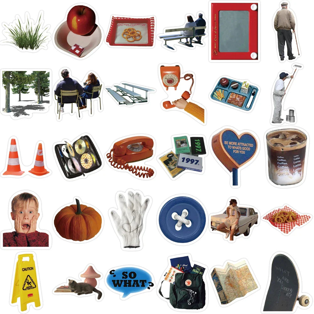 63PCS INS Aesthetics Stickers Modern Style DIY For Decor DIY Notebook Luggage Motorcycle Laptop Refrigerator Sticker Toys (ONLINE ORDER ONLY)