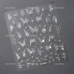 Charming Delicate Sapphire Color Blue Black Stroke Butterfly Jelly Relief Rhinestone Adhesive Nail Art Stickers Manicure Decals (Online Order Only)