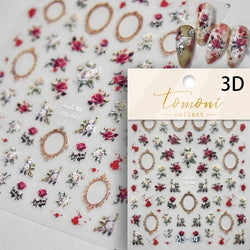 Gradient Halo Dyeing Dark Red Rose Flower Rhinestone Lace Bow Heart 3D Self Adhesive Nail Art Decoration Sticker Manicure Decals (ONLINE ORDER ONLY)