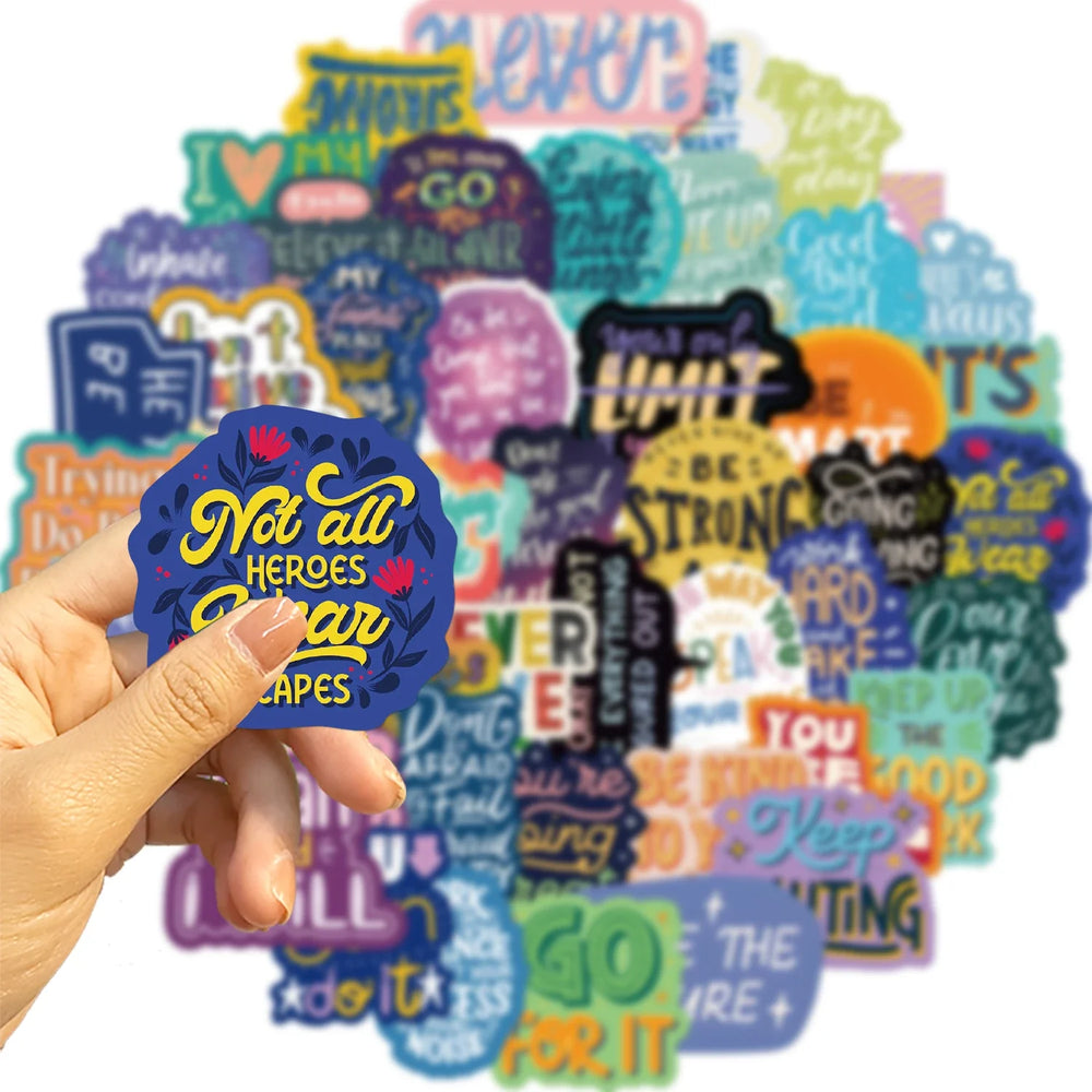 50PCS Inspirational Quotes Scrapbook Stickers DIY Diary Laptop Luggage Skateboard Graffiti Decal Fun Stylish Classic Toys (Online Order Only)