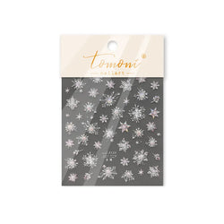 Flying Snowflakes Cold Winter Geometric Hexagon Star Romantic Adhesive Nail Art Stickers Embossment Rhinestone Manicure Decals (ONLINE ORDER ONLY)