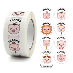 100-500pcs Round Cartoon Label Stickers Paper Cute Thank You Stickers for Baking Packaging Seal Labels Stationery Stickers (Online Order Only)