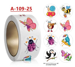 500Pcs Children's Cartoon Animal Stickers Baby Stickers Kindergarten Inspirational Little Red Flower Reward Roll Stickers (ONLINE ORDER ONLY)