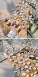 Mountain Daisy Wild Flower Mini Green Leaves White Petal Romantic Embossed Reliefs Adhesive Nail Art Stickers Manicure Decals (ONLINE ORDER ONLY)