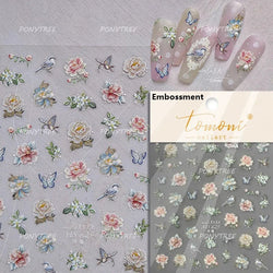Retro Candlestick Holder Rose Rambler Birdcage Photo Frame Lace Self Adhesive Nail Art Sticker Charm Rhinestone Manicure Decal (Online Order Only)