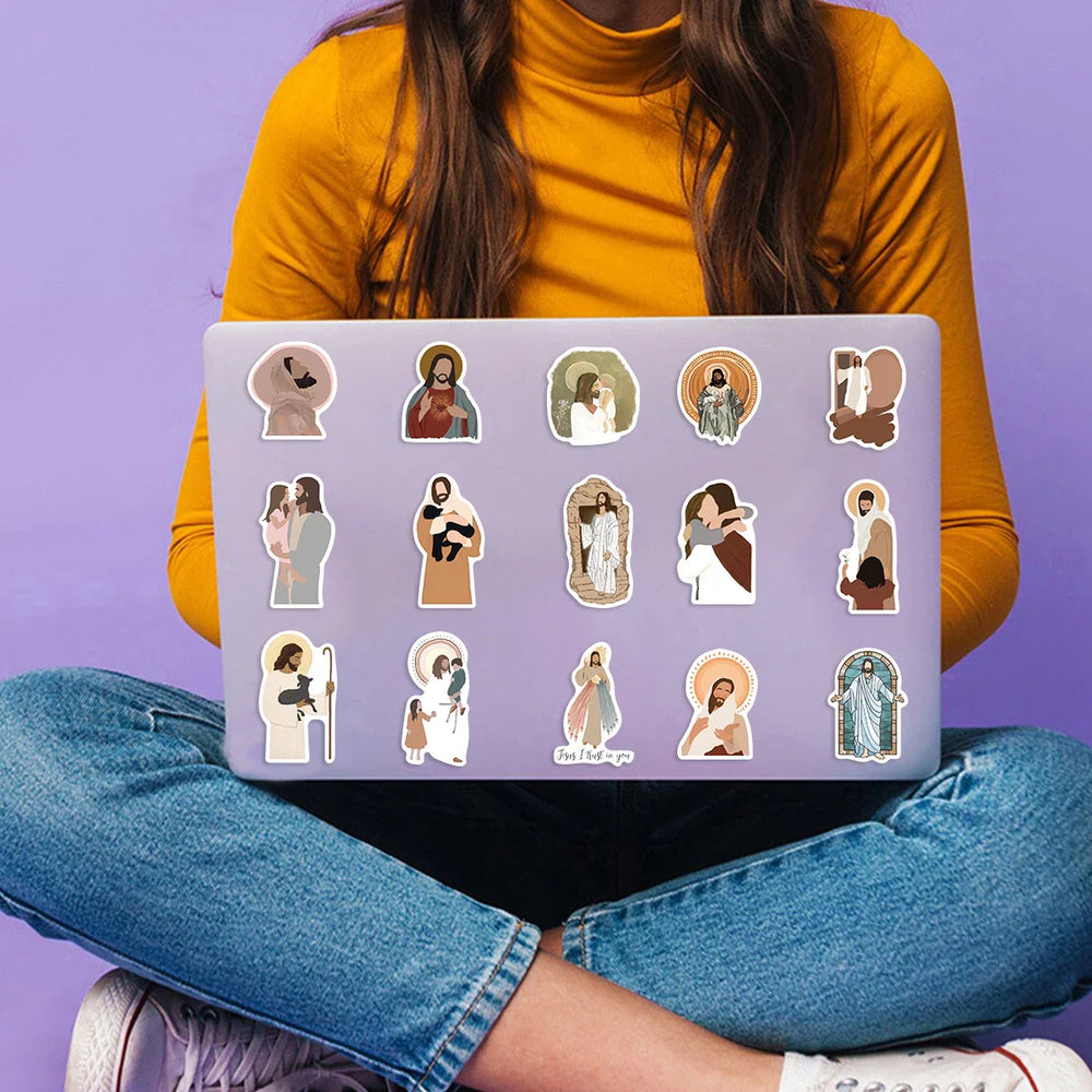 52Pcs Jesus Christian Religion Stickers For Phone Laptop Car Case Freezer Luggage Wall Waterpoof DIY Graffiti Belief Sticker (Online Order Only)