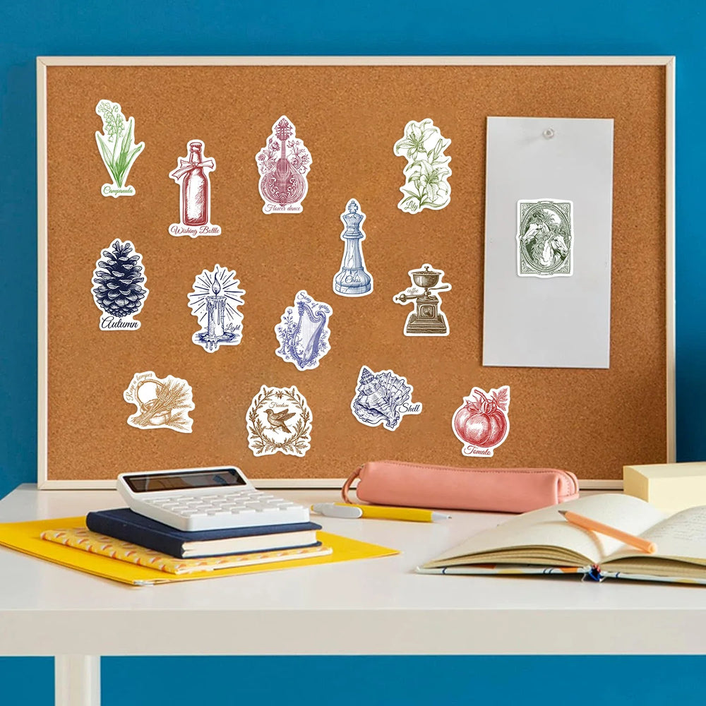 50pcs Retro Decorative Goods Aesthetic Stickers Waterproof Graffiti Sticker For Laptop Luggage Guitar Skateboard Vinyl Decals (ONLINE ORDER ONLY)