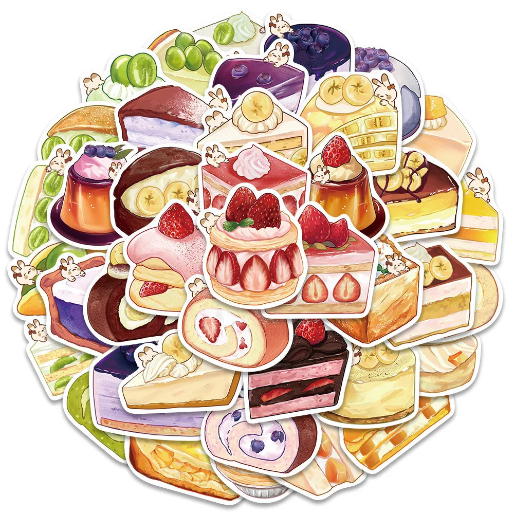 10/40Pcs Cute Kawaii Cartoon Food Cake Dessert Aesthetic Stickers Decals Laptop Phone Scrapbook Stationery Sticker Kid Toy (ONLINE ORDER ONLY)