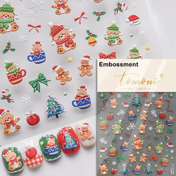 Dressy Embossment Colorful Gradient Snowflakes Laser Silver Christmas Tree Winter Bowknot Santa Nail Art Stickers Manicure Decal (Online Order Only)