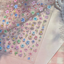 Colourful Dried Flower Petal Texture Peach Blossom Orchid Fragrant Bouquet 5D 3D Self Adhesive Nail Art Stickers Manicure Decals (ONLINE ORDER ONLY)