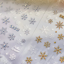 Shiny Snow Delicate Gold Pink Silver White Romantic Winter Self Adhesive Nail Art Stickers Snowflake Rhinestone Manicure Decals (ONLINE ORDER ONLY)