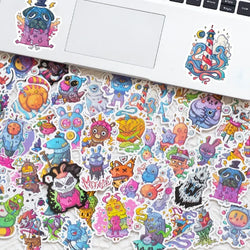 10/25/50pcs Funny Fantasy Weird Cartoon Cute Monster Psychedelic Waterproof Graffiti Sticker DIY Decal (ONLINE ORDER ONLY)