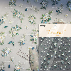 Pink Peach Blossom Flower White Pear Romantic Archaistic Swallow Window Adhesive Nail Art Stickers Rhinestone Manicure Decals (ONLINE ORDER ONLY)