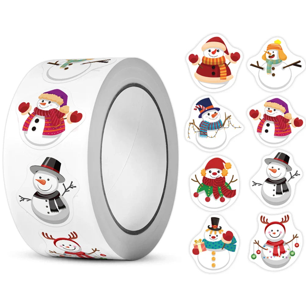 100-500pcs Heterotypic Christmas Themed Animals Stickers 8 Designs 2.5cm/1inch DlY Graffiti Holiday Party Decoration Labels (ONLINE ORDER ONLY)