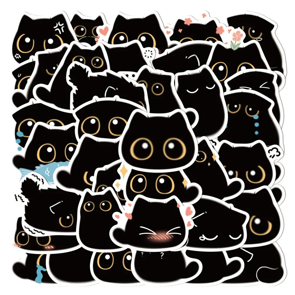 Black Cat Stickers Decals Waterproof for Phone Laptop Luggage Guitar Scrapbook Toy (ONLINE ORDER ONLY)