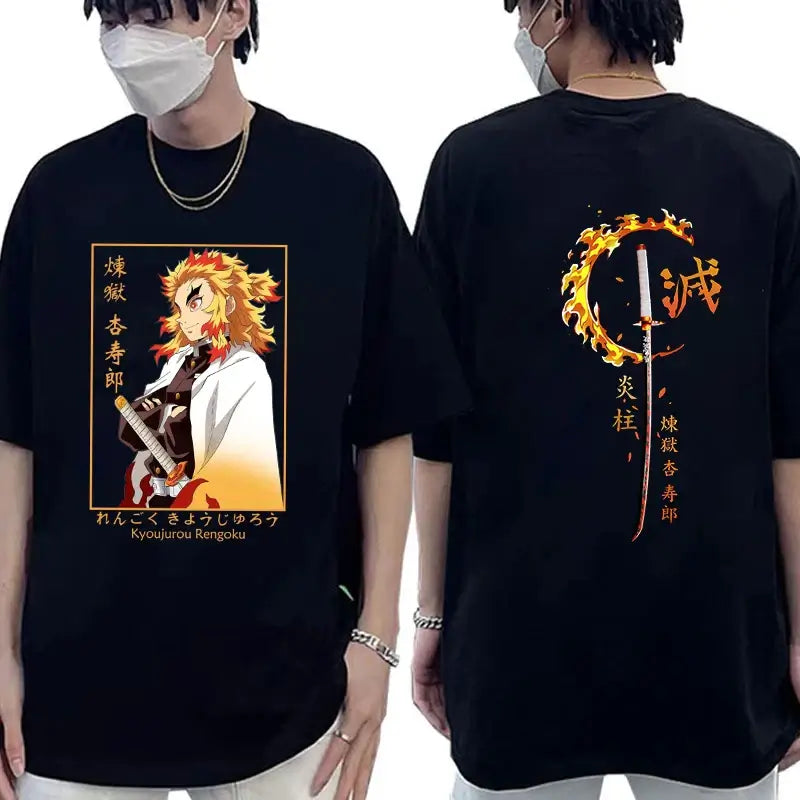 Rengoku Kyoujurou Printed Tee Shirt Demon Slayer (ONLINE ORDER ONLY)