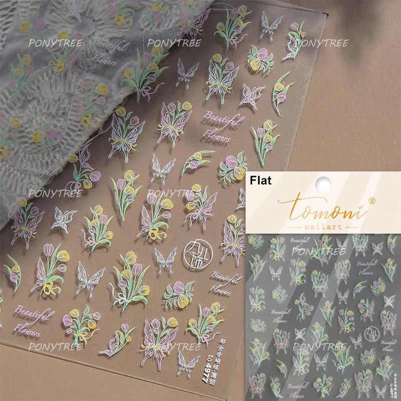 European Garden Angel Wing White Rose Flower Bed Vase Lace Bowknot Statue Adhesive Nail Art Decoration Sticker Manicure Decals (ONLINE ORDER ONLY)