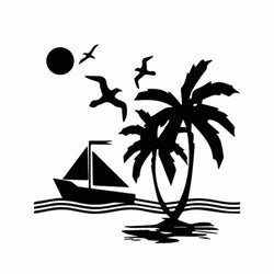 Sun Wave Ship Beautiful Scenery Boat Cool Decal Nice Ornament Car Sticker Decorative Accessories Creative Sunscreen PVC (Online Order Only)