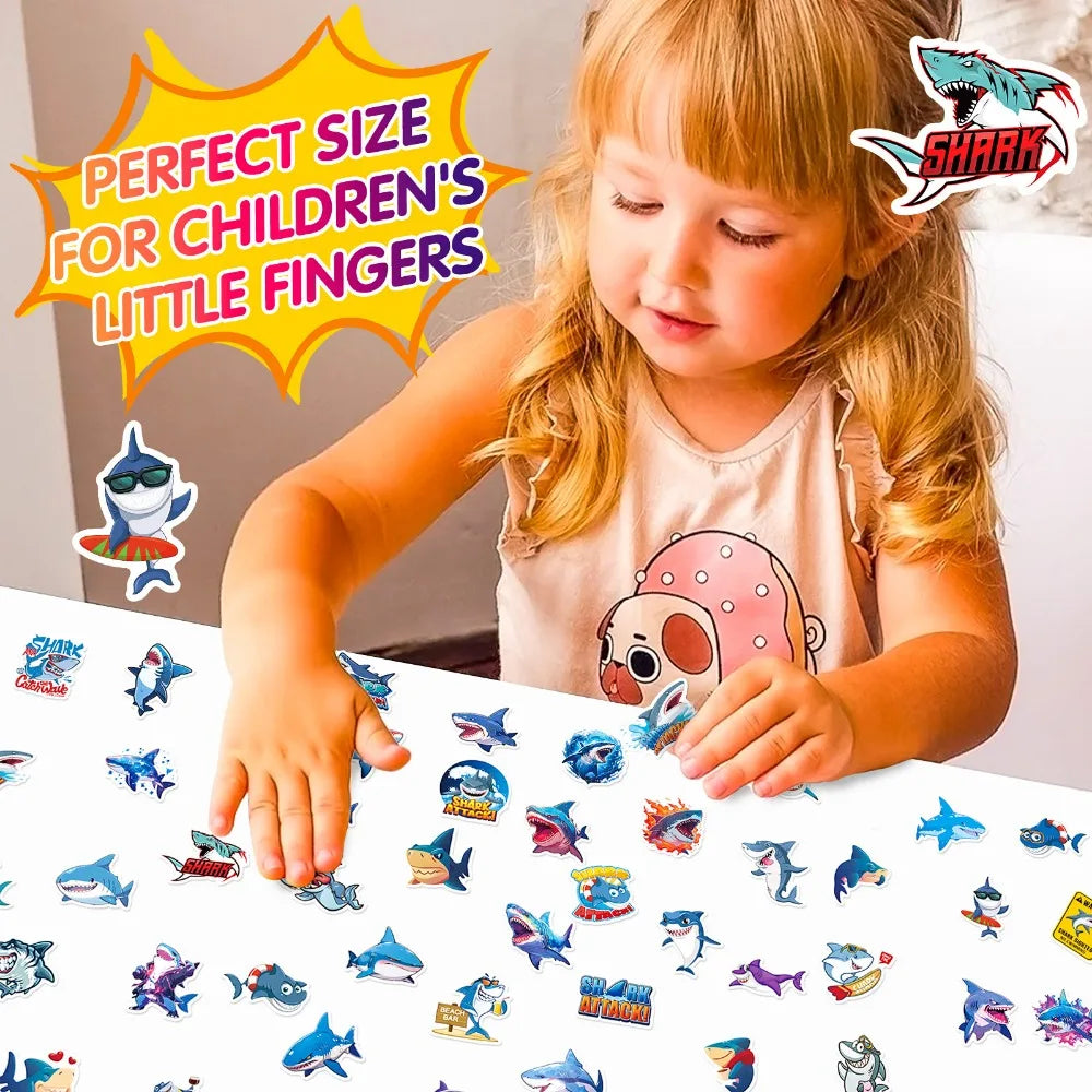 10/50PCS Cartoon Anime Cute Shark Stickers Skateboard Suitcase Freezer Graffiti Luggage Motorcycle DIY Decal Sticker for Kid (ONLINE ORDER ONLY)
