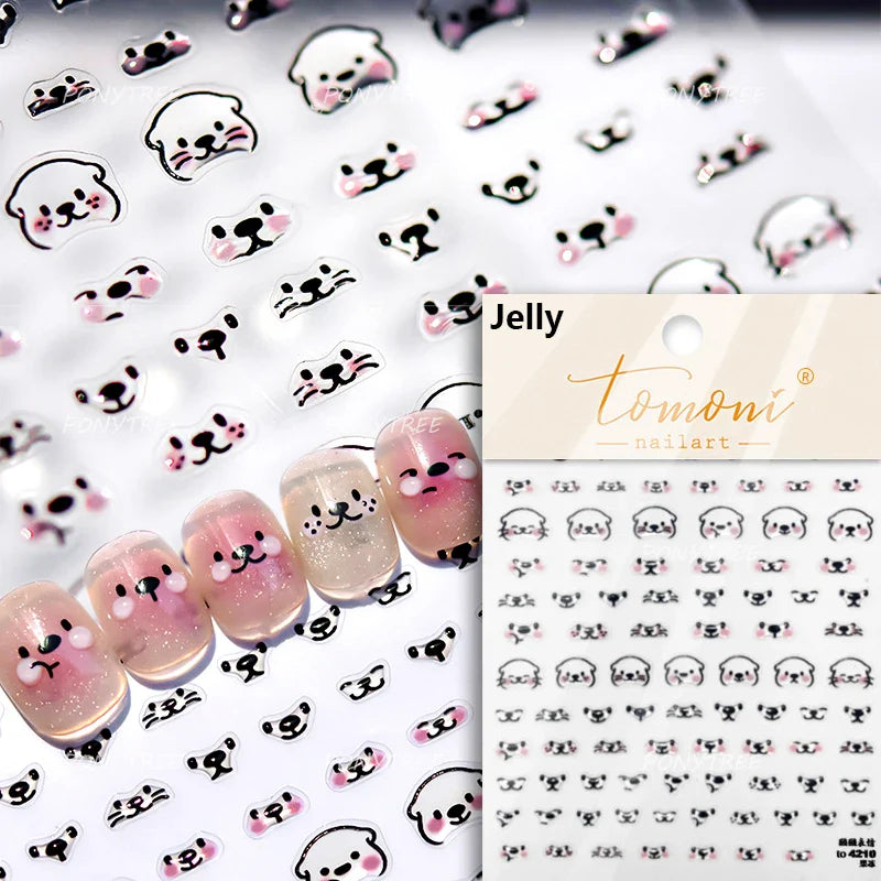Blow Bubbles Goldfish Cat Kitten Water Love Heart Star Rabbit Bunny Self Adhesive Nail Art Decorations Stickers Manicure Decals (Online Order Only)