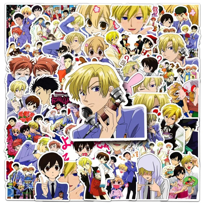 Ouran High School Host Club Sticker Pack - 50pcs for Luggage, Water Bottles, Phones, Laptops, Scooters, Refrigerators (Online Order Only)