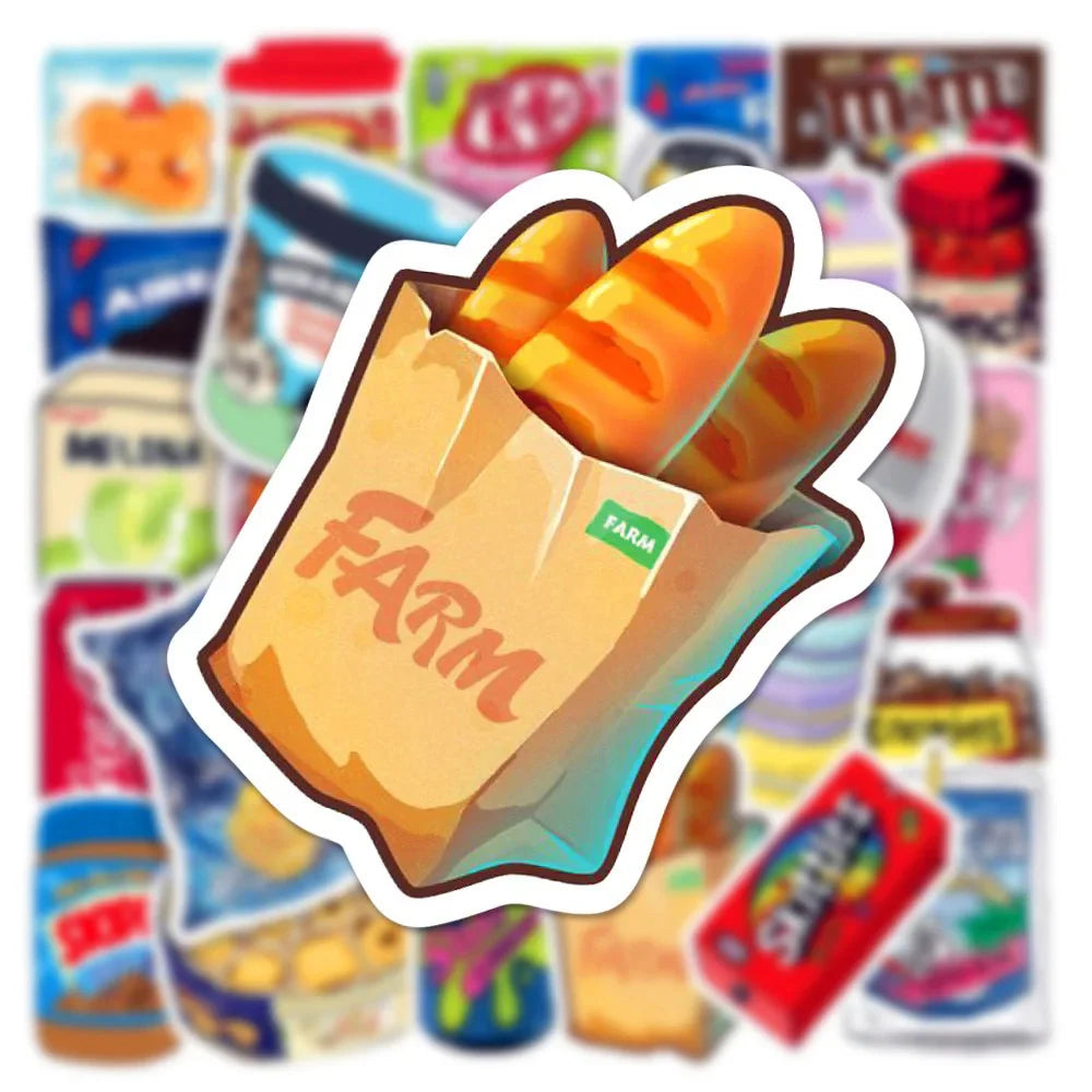 Food Drink Bread Milk Stickers Decals for Laptop Luggage Skateboard Kid Toys Gift (Online Order Only)