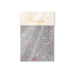 Pink Blue Bowknot Star Lace Round Dot Starburst Spot Leopard Print 3D Self Adhesive Nail Art Decorations Sticker Manicure Decals (ONLINE ORDER ONLY)