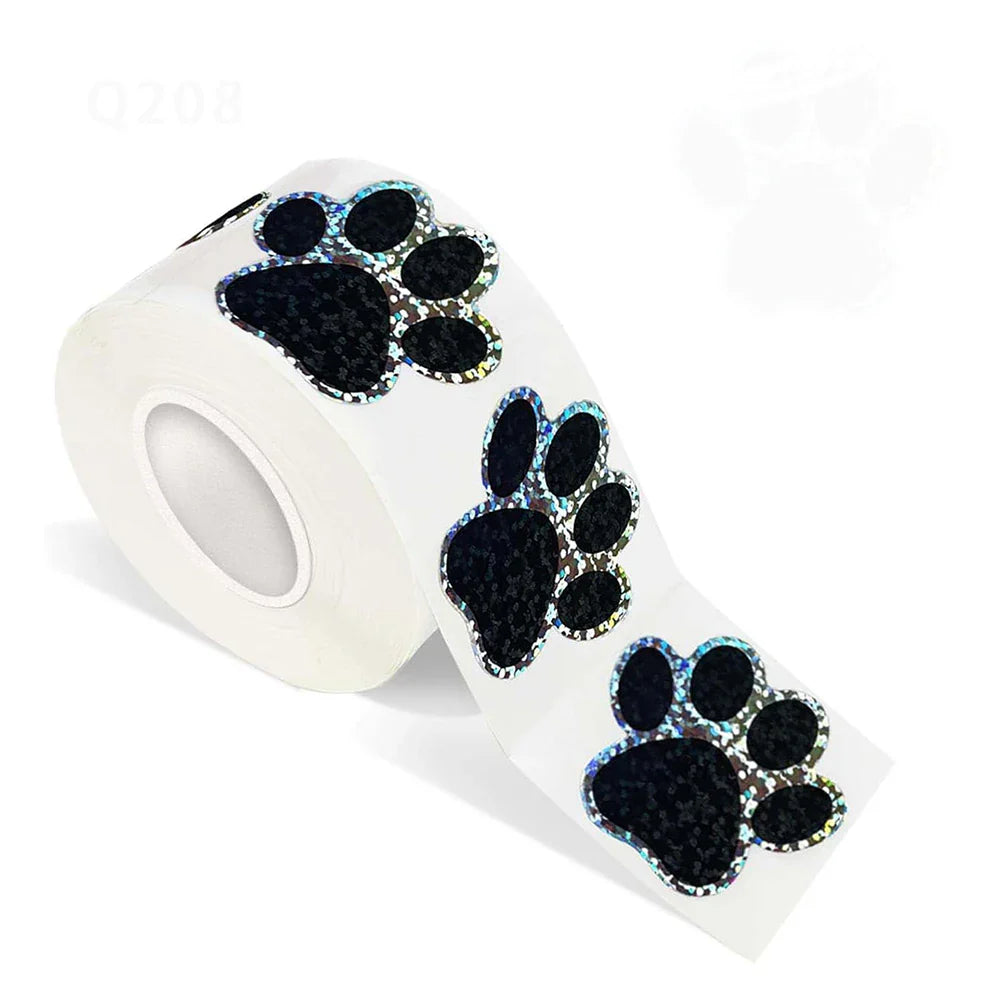 100-500pcs Black laser Sticker Paw Print Reward Stickers Dog Cat Bear Paw Labels for Teacher Student Stationery Sticker (ONLINE ORDER ONLY)