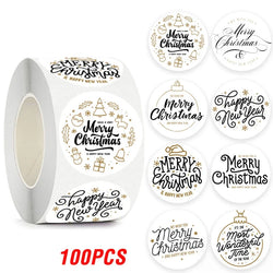 100-500pcs Merry Christmas Sticker Holiday Party New Year Decoration Gift Box Seal Sticker Baking Label Packaging Sticker (ONLINE ORDER ONLY)