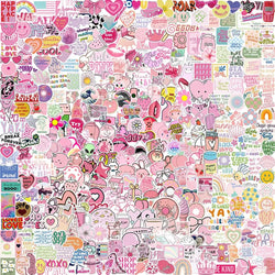 400PCS Cute Pink Cartoon Stickers Waterproof DIY Laptop Luggage Phone Decals (ONLINE ORDER ONLY)