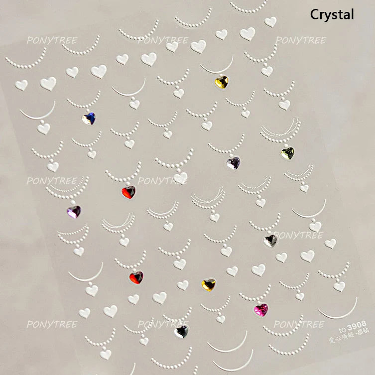 French Lines Gemstone Necklace Gilding Light Luxury Pearl Self Adhesive Nail Art Decorations Stickers Manicure Decals Wholesale (ONLINE ORDER ONLY)