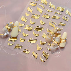 Golden Ink Brush Hot Stamping Irregular Lines Texture Sensation Moon Advanced Feeling Adhesive Nail Art Sticker Manicure Decals (Online Order Only)