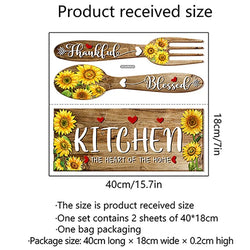 Sunflower Spoon Fork Pattern Kitchen Wall Stickers Restaurant Background Decoration Wallpaper For Home Decor Living Room Decals (Online Order Only)
