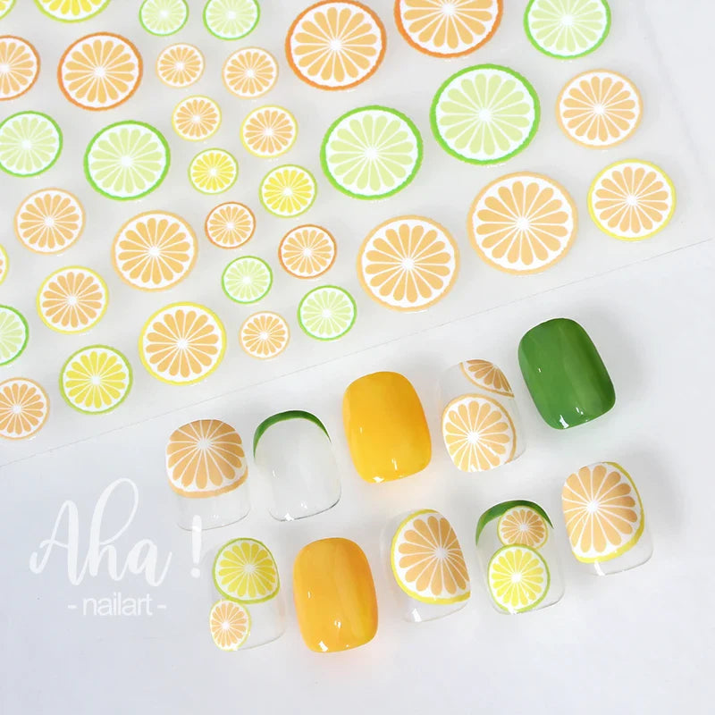 1Pc Cherry Fruit Nail Sticker Nail Art Decals Summer Lemon Grapefruit Self Adhesive DIY Nail Stickers Aha Series Nail Art Decor (Online Order Only)