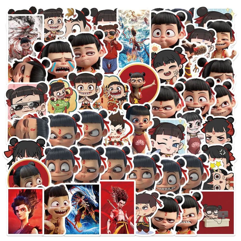 50pcs Nezha Cartoon Stickers for Helmet, Wall, Desktop Decoration (Online Order Only)